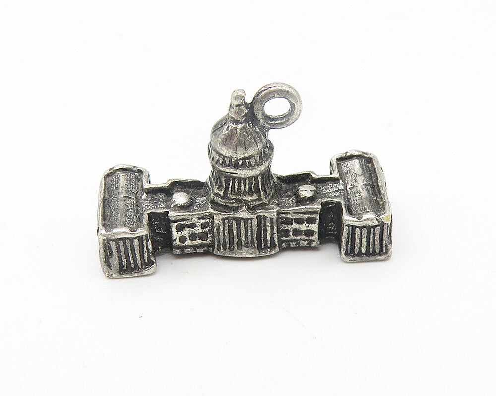 925 Sterling Silver  Vintage Dark Tone U.S. Capitol Building Pendant  PT9255
