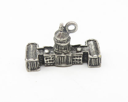 925 Sterling Silver  Vintage Dark Tone U.S. Capitol Building Pendant  PT9255