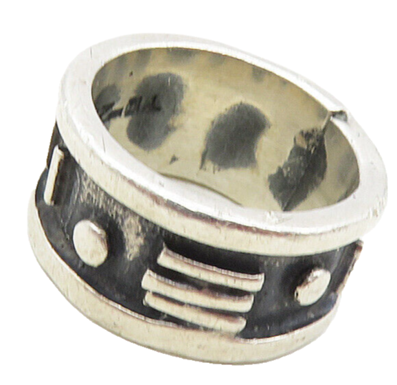 MEXICO 925 Sterling Silver  Vintage Oxidized Pattern Band Ring Sz 6.5  RG9526
