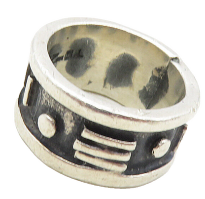 MEXICO 925 Sterling Silver  Vintage Oxidized Pattern Band Ring Sz 6.5  RG9526