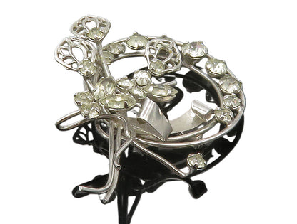 STAR ART 925 Silver  Vintage Shiny Topaz Butterfly Ribbon Brooch Pin  BP5051