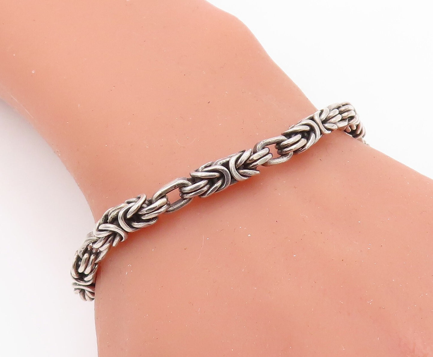 925 Sterling Silver Vintage Bracelet BALI Snail Link Carved Chain  BT10827