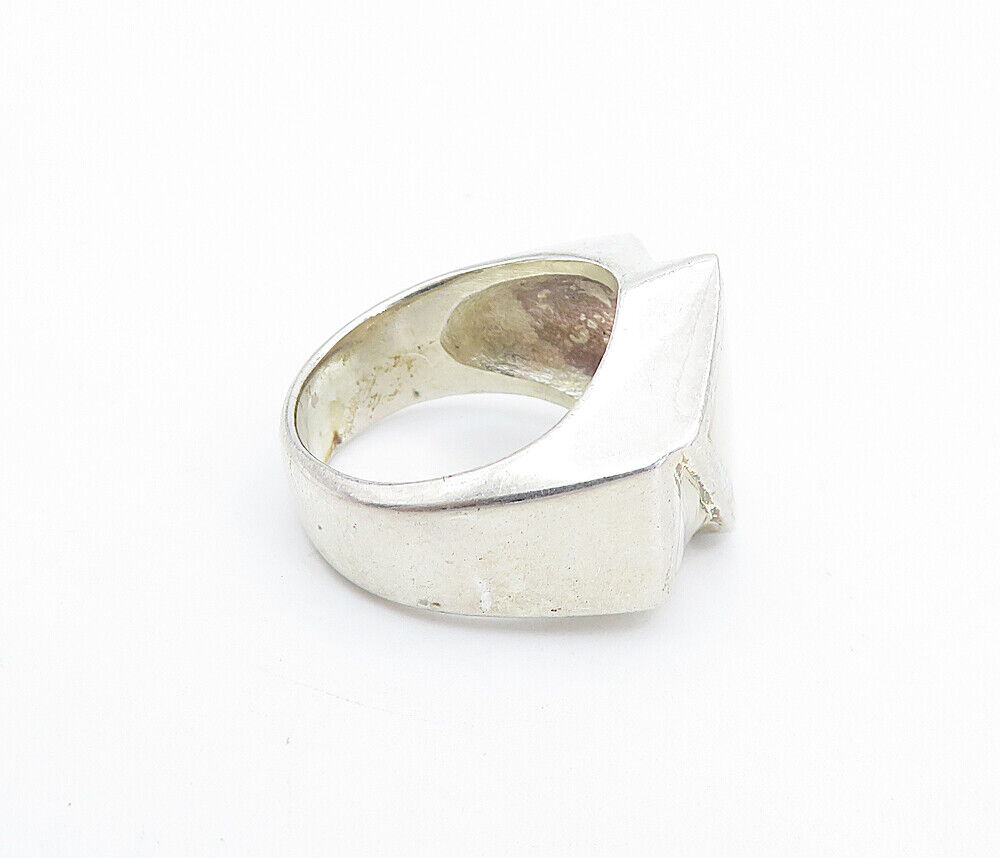 925 Sterling Silver  Vintage Mother Of Pearl Shiny Cocktail Ring Sz 7.5 RG6030