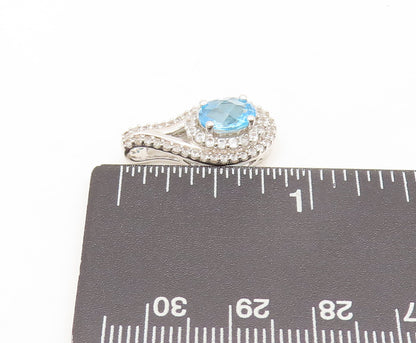 925 Sterling Silver Vintage Pendant Topaz Halo Drop Shape Topaz Band  PT22440