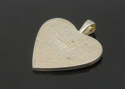 ESPO SIG 925 Silver  Vintage Pink & Blue Mother Of Pearl Heart Pendant PT16970