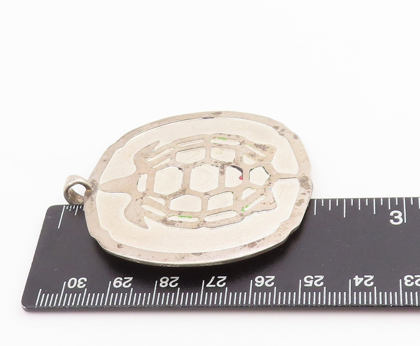 925 Sterling Silver Vintage Pendant Geometric Honeycomb Turtle Design  PT25194