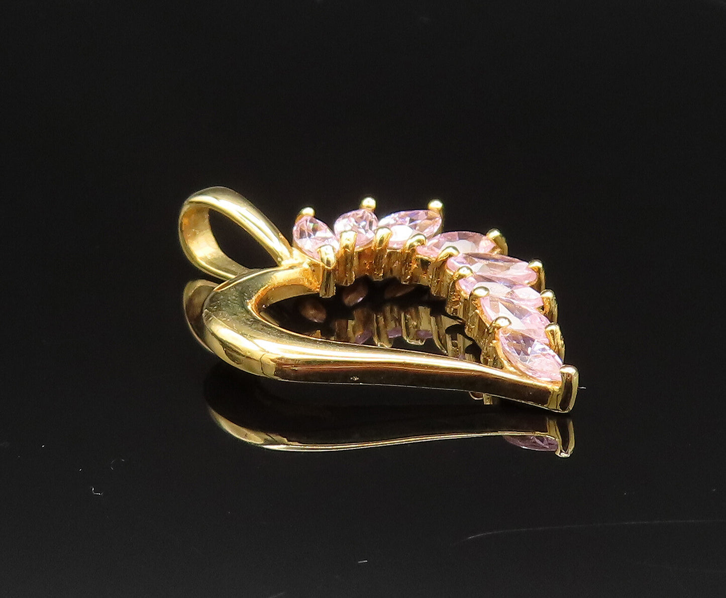 925 Silver  Vintage Gold Plated Spiked Cubic Zirconia Heart Pendant  PT20993