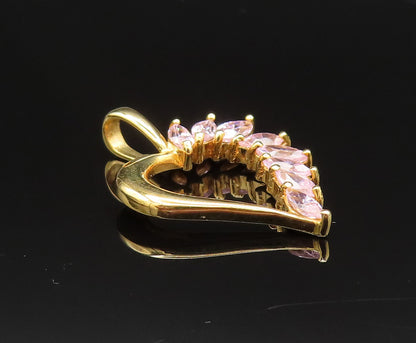 925 Silver  Vintage Gold Plated Spiked Cubic Zirconia Heart Pendant  PT20993
