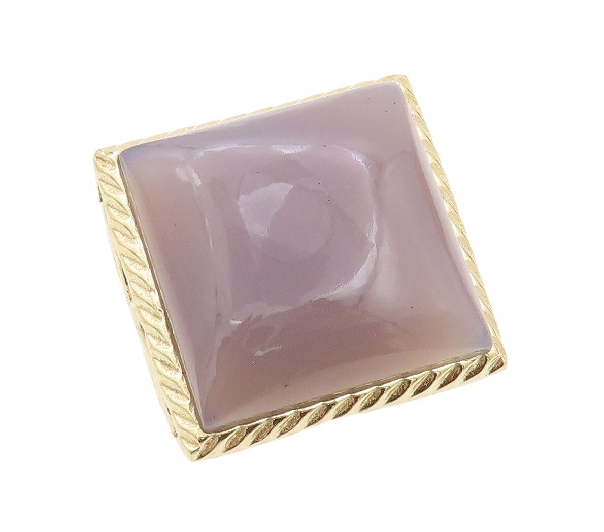 925 Sterling Silver Vintage Ring Gold Plated Carved Square Gemstone Sz 8 RG30077