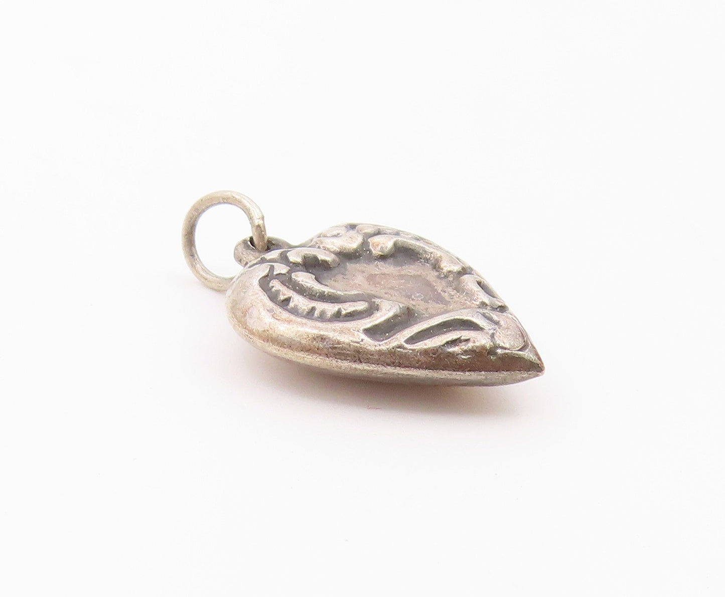 925 Sterling Silver   Vintage Antique Hollow Love Heart Charm Pendant  PT20528