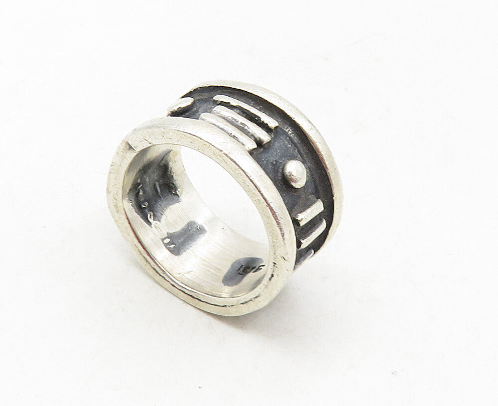MEXICO 925 Sterling Silver  Vintage Oxidized Pattern Band Ring Sz 6.5  RG9526