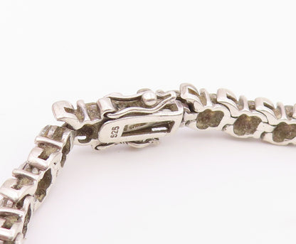 925 Sterling Silver  Shiny Round Cut Cubic Zirconia Chain Bracelet  BT7040