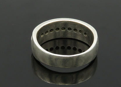 925 Silver  Vintage Genuine Black Diamonds Large Band Ring Sz 12  RG20400