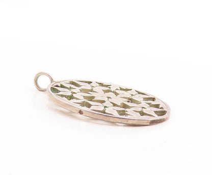 925 Sterling Silver Vintage Pendant Designer Cutout Floral Net Design  PT23754