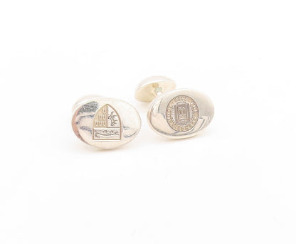 925 Sterling Silver Vintage Cuff Links 1892 Spence School Logo Carved  TR3796