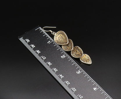 925 Silver  Vintage Swirl Detail Graduated Pear Shaped Earrings  EG11983