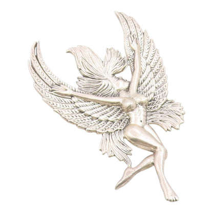 925 Sterling Silver Vintage Pendant Etched Winged Fairy Angel Figurine  PT26295