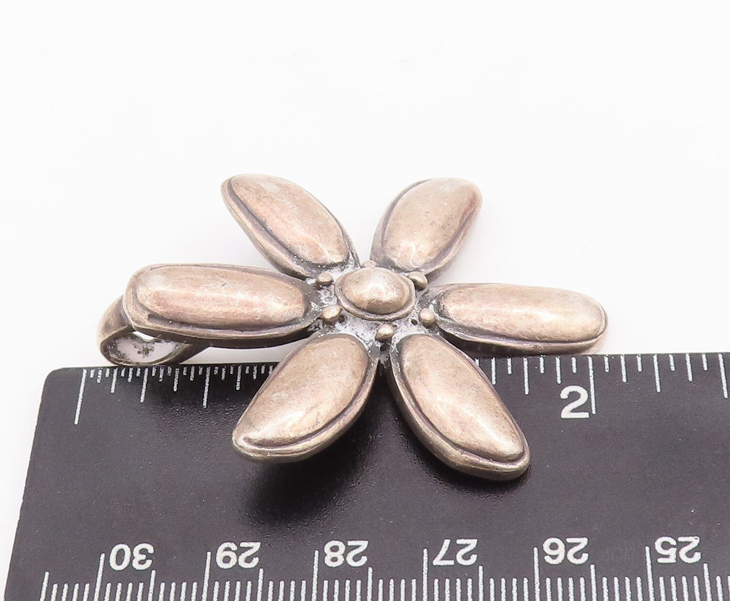 925 Sterling Silver Vintage Pendant Large Cutout Solid Flower  PT23362