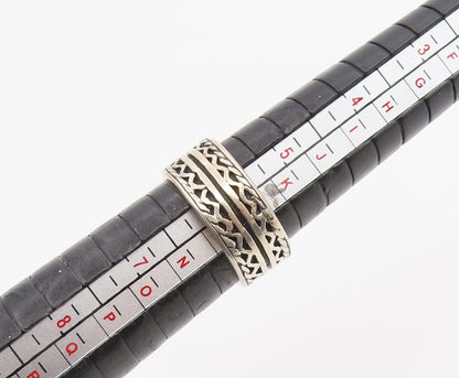 925 Sterling Silver Vintage Ring Classic Geometric Pattern Band  Sz 6  RG36895