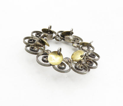 HALGREEN 925 Sterling Silver  Vintage Two Tone Swirl Wreath Brooch Pin  BP3300