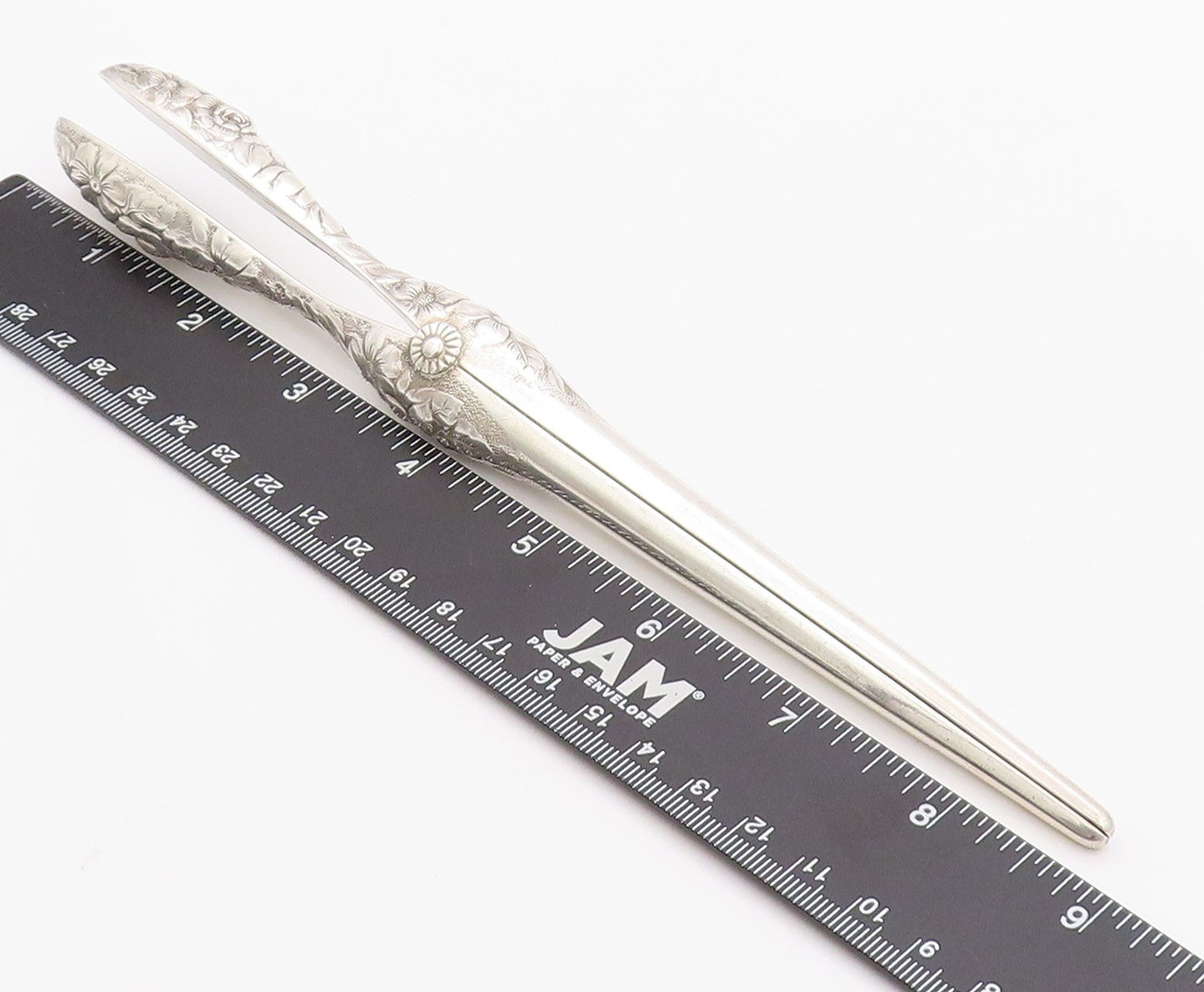 925 Sterling Silver Vintage Glove Stretcher Designer Large Floral Carved  TR3907