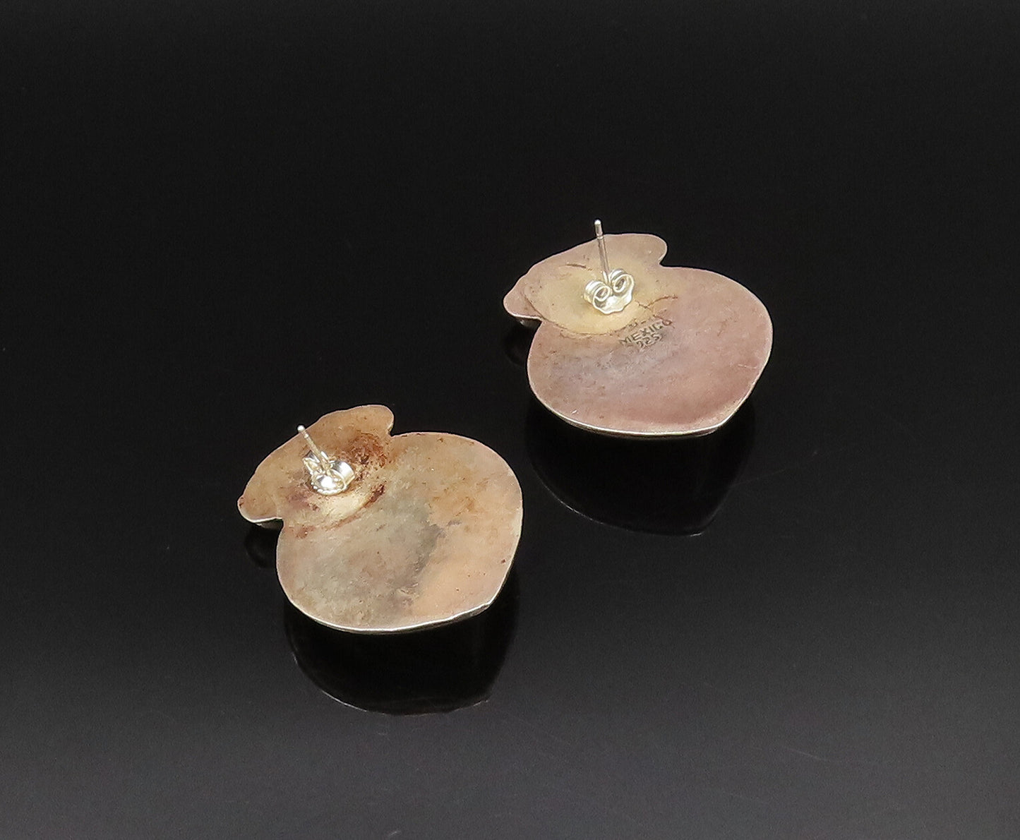 MEXICO 925 Sterling Silver  Vintage Hollow Ribbed Drop Earrings  EG12099