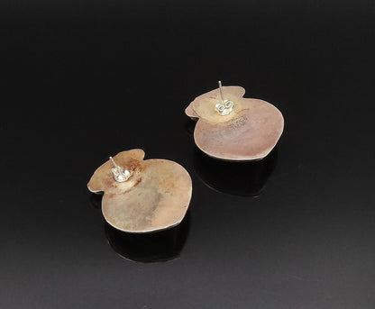 MEXICO 925 Sterling Silver  Vintage Hollow Ribbed Drop Earrings  EG12099