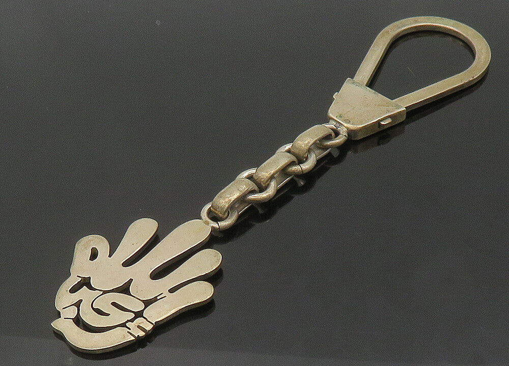 EUROPEAN 925 Sterling Silver  Vintage Shiny Smooth Hand Key Chain  TR2957