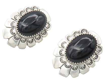 LAWRENCE OHMSATTE ZUNI 925 Silver  Vintage Black Onyx Drop Earrings  EG8583