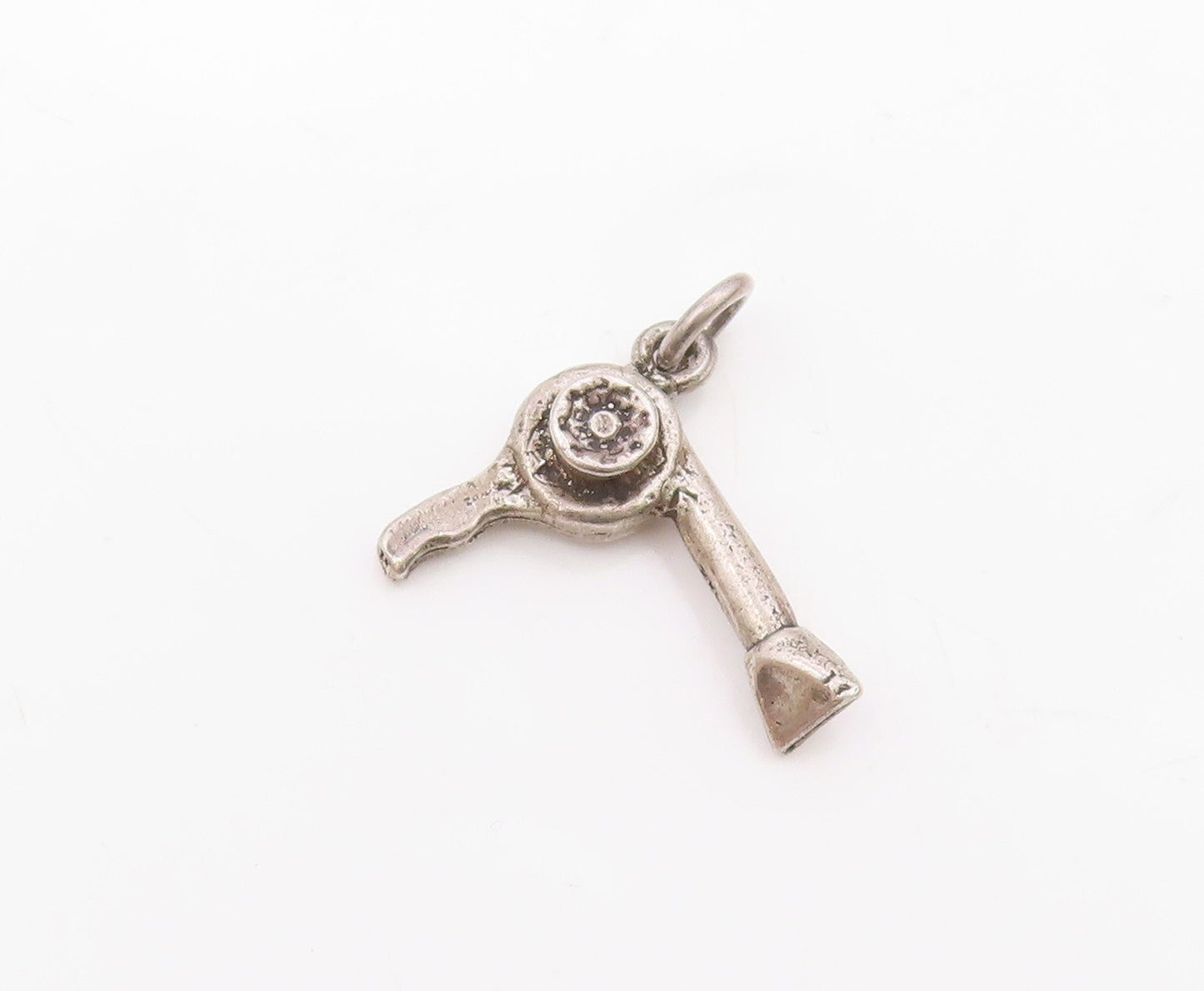 925 Sterling Silver  Vintage Shiny Petite Hair Blow Dryer Drop Pendant  PT9040