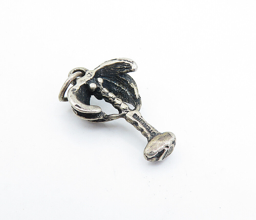 925 Sterling Silver  Vintage Petite Dark Tone Single Palm Tree Pendant  PT4947