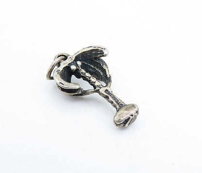 925 Sterling Silver  Vintage Petite Dark Tone Single Palm Tree Pendant  PT4947