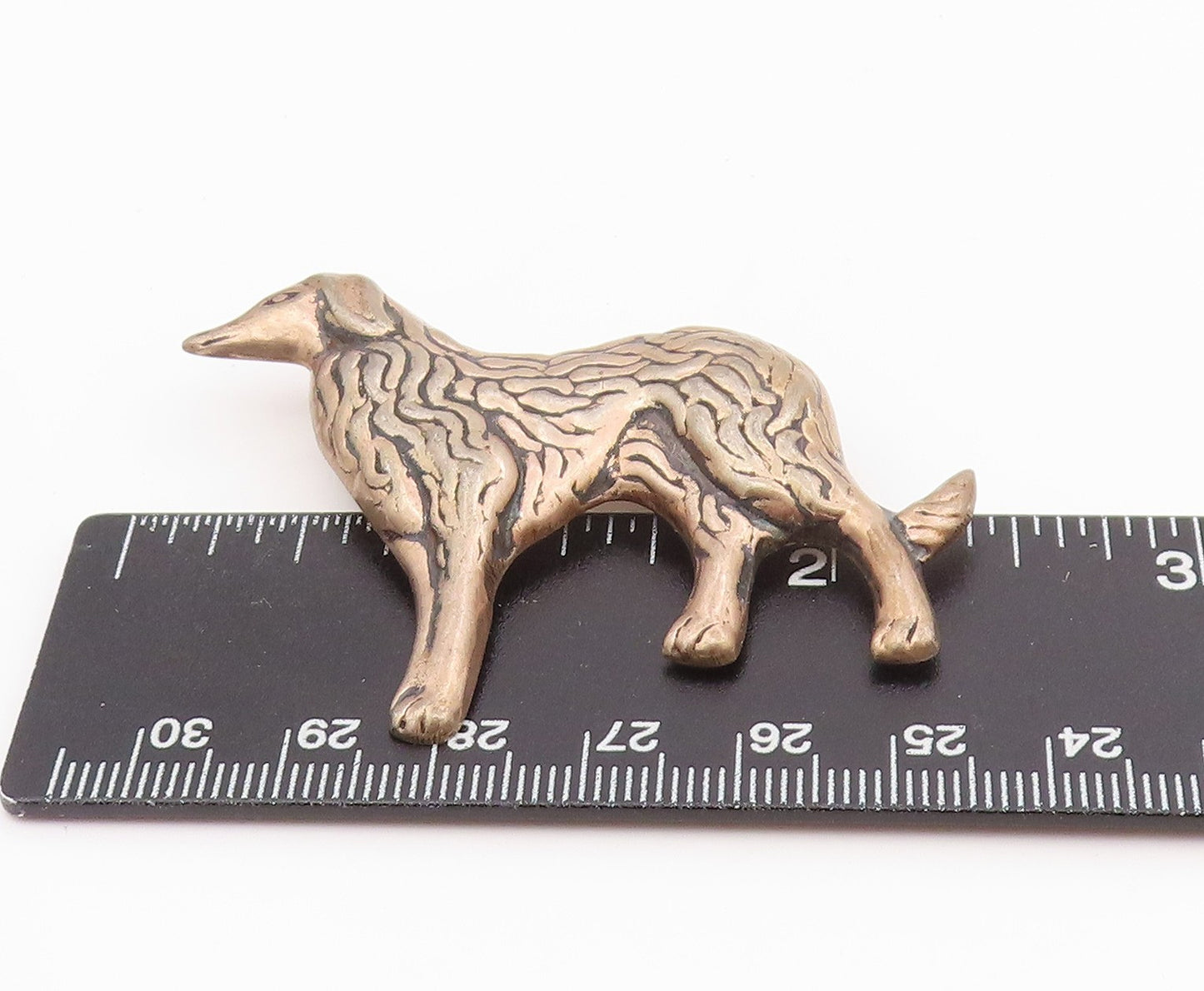 925 Sterling Silver Vintage Brooch Pin Textured Borzoi Dog Figurine  BP12164