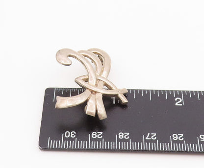 925 Sterling Silver Vintage Brooch Pin Modernist Sculptural Ribbon Loop  BP12159