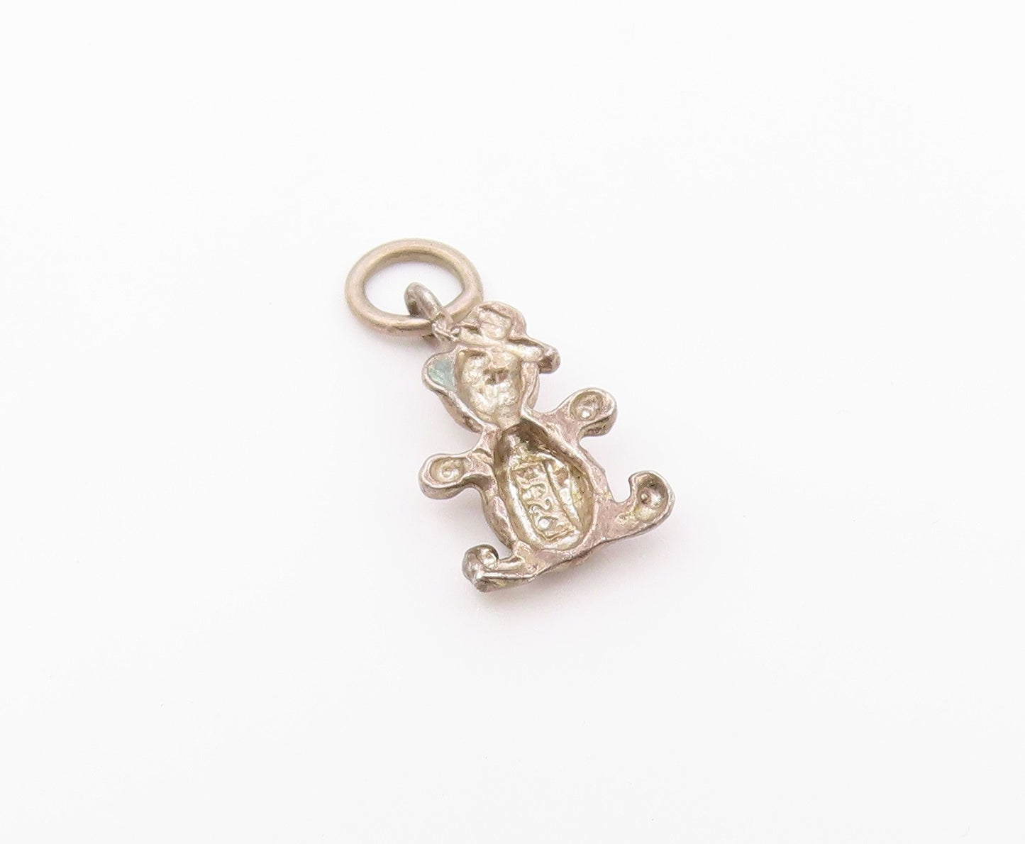 925 Sterling Silver  Vintage Petite Dark Tone Teddy Bear Pendant  PT12713
