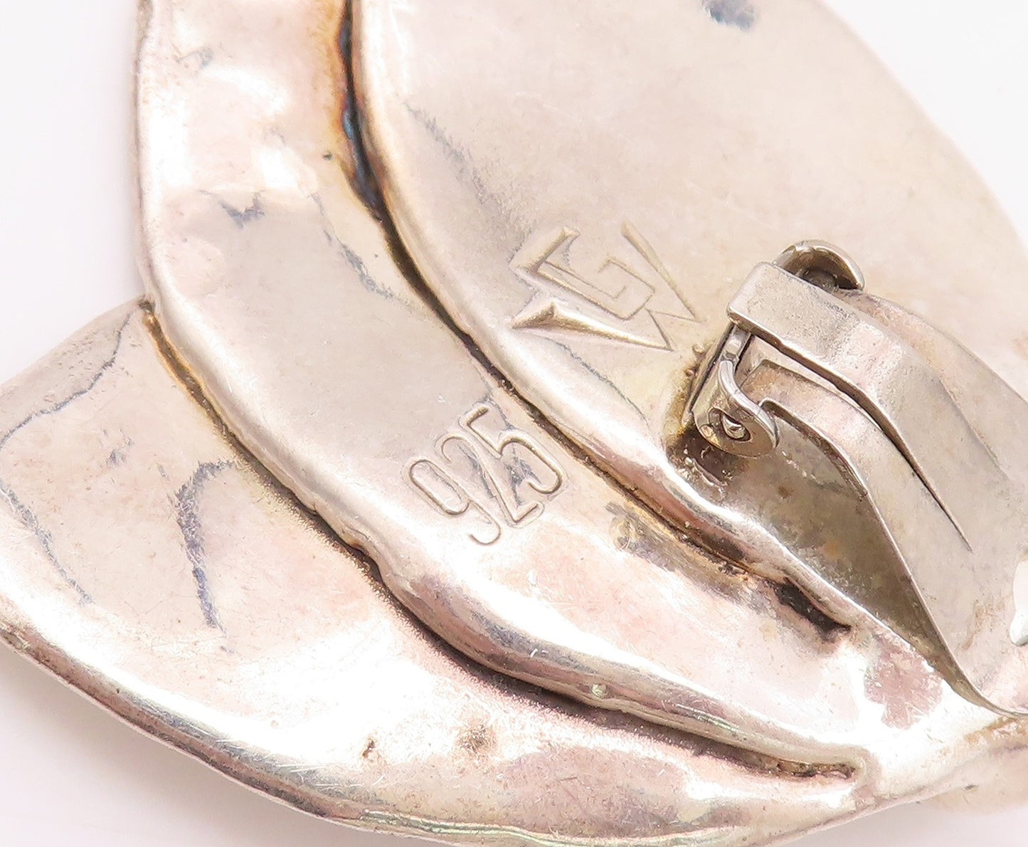 925 Sterling Silver Vintage Earrings Designer Large Puffed Leaves  EG13660