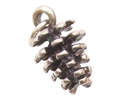 925 Sterling Silver  Vintage Petite Dark Tone Pine Cone Motif Pendant  PT17290