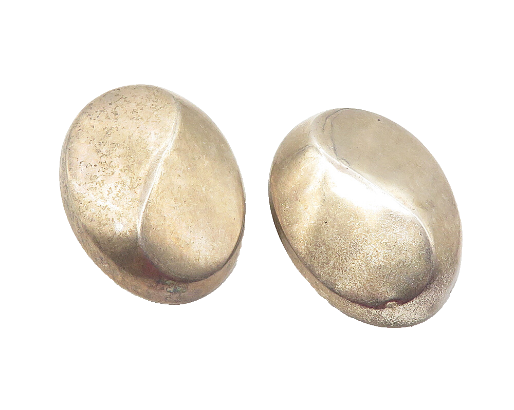 925 Sterling Silver  Vintage Dark Tone Hollow Oval Non Pierce Earrings  EG6070