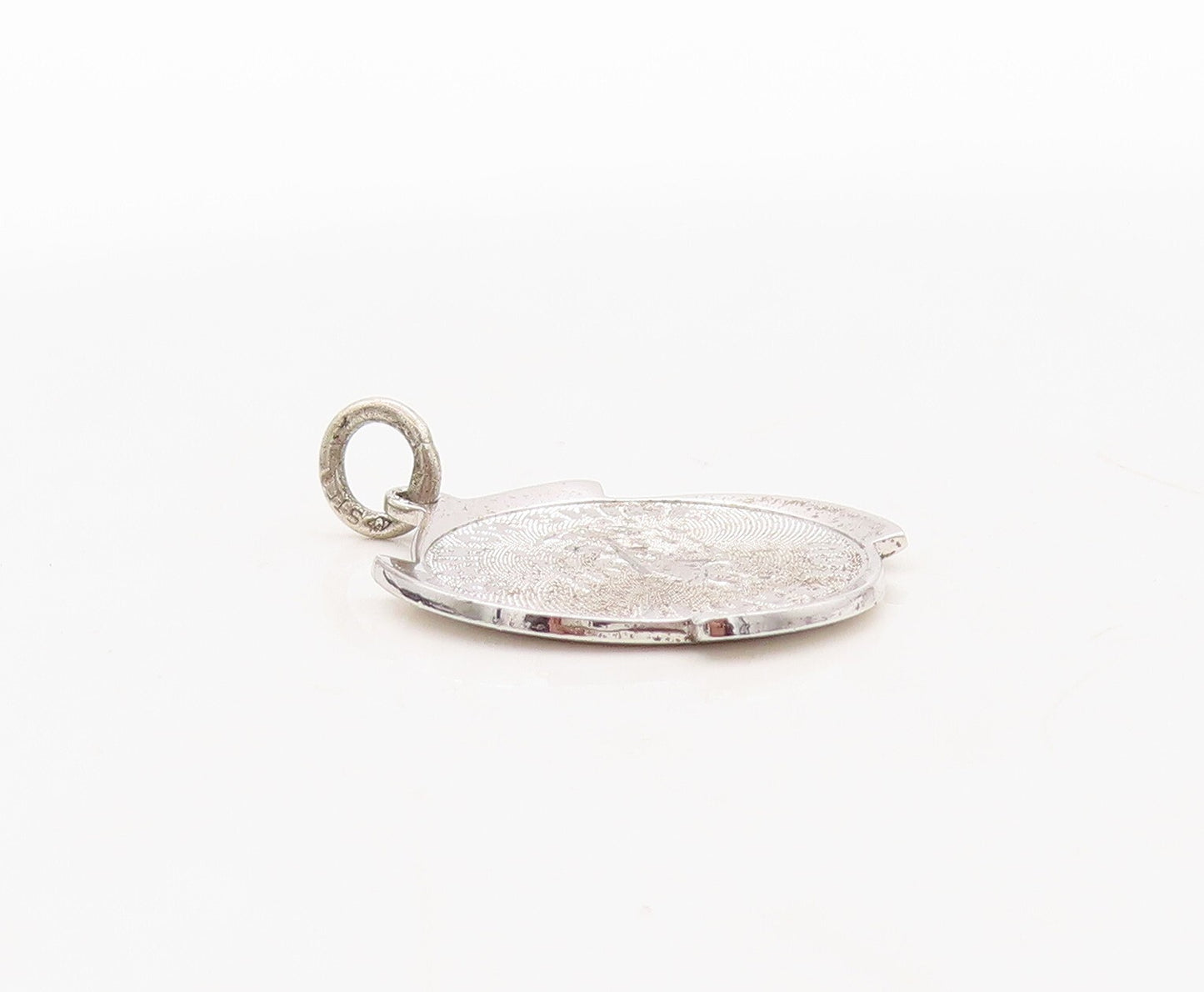 925 Sterling Silver Vintage Pendant Designer Rain Love Message Carved  PT23621