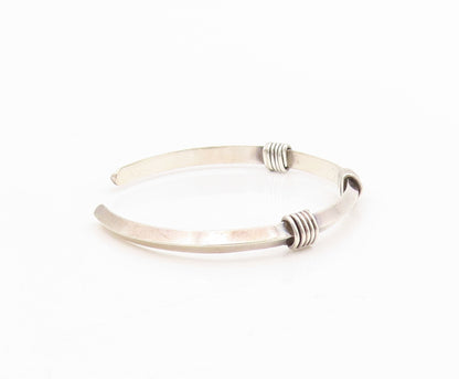 925 Sterling Silver Vintage Bracelet Minimalist Wire Wrapped Wide Cuff  BT11563