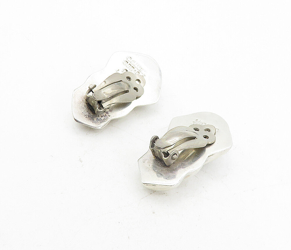 MEXICO 925 Sterling Silver  Vintage Two Tone Non Pierce Drop Earrings  EG4018