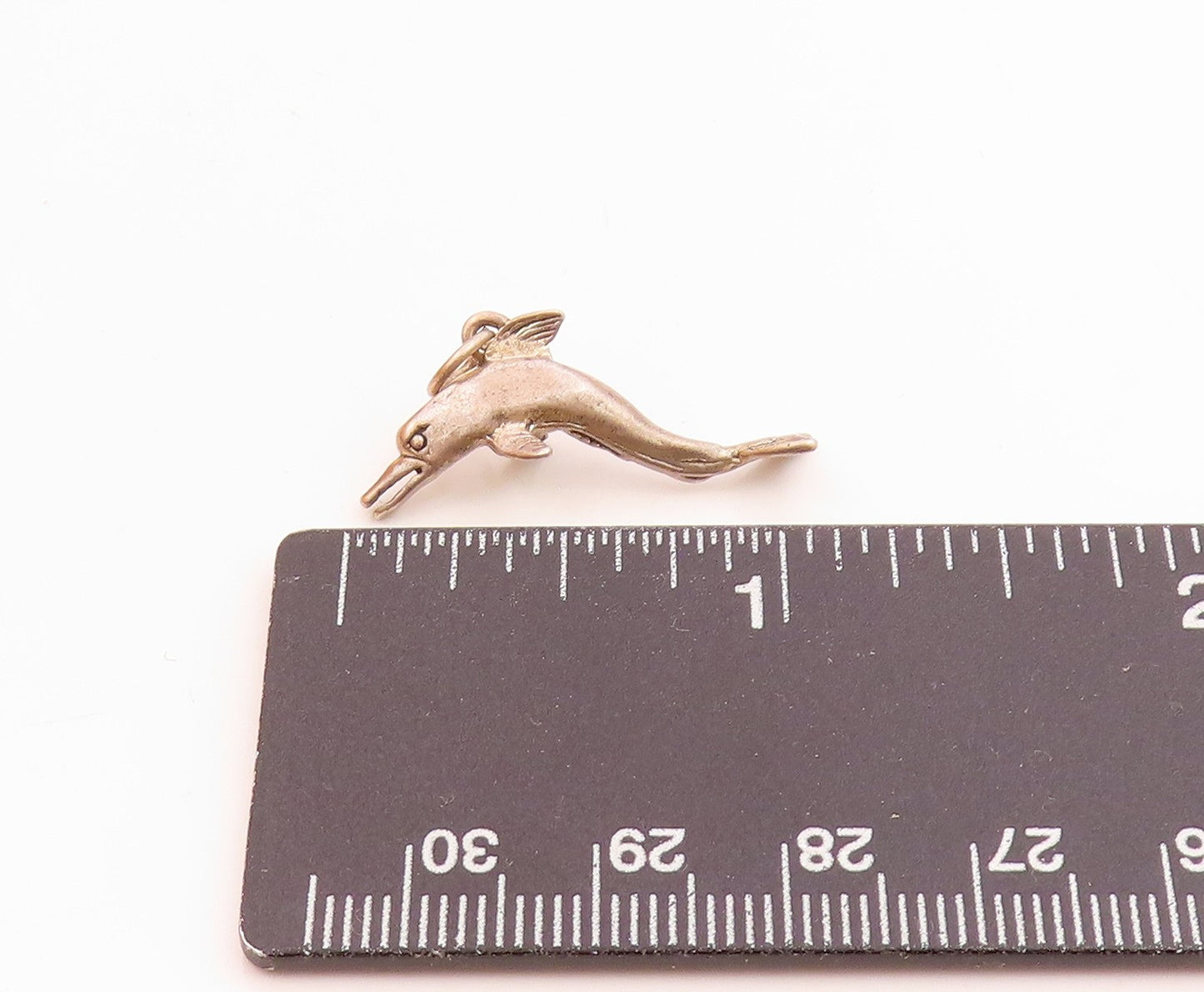 925 Sterling Silver Vintage Pendant 3D Miniature Carved Dolphin Charm  PT2255