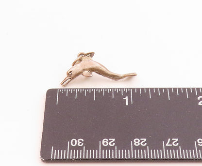 925 Sterling Silver Vintage Pendant 3D Miniature Carved Dolphin Charm  PT2255