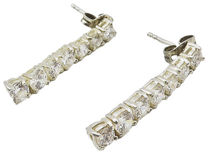925 Sterling Silver  Prong Set Cubic Zirconia Vertical Drop Earrings  EG7767