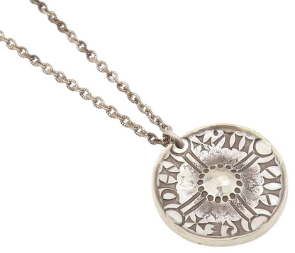 925 Sterling Silver Vintage Necklace ENGLAND Dark Tone Design Carved  NE4441