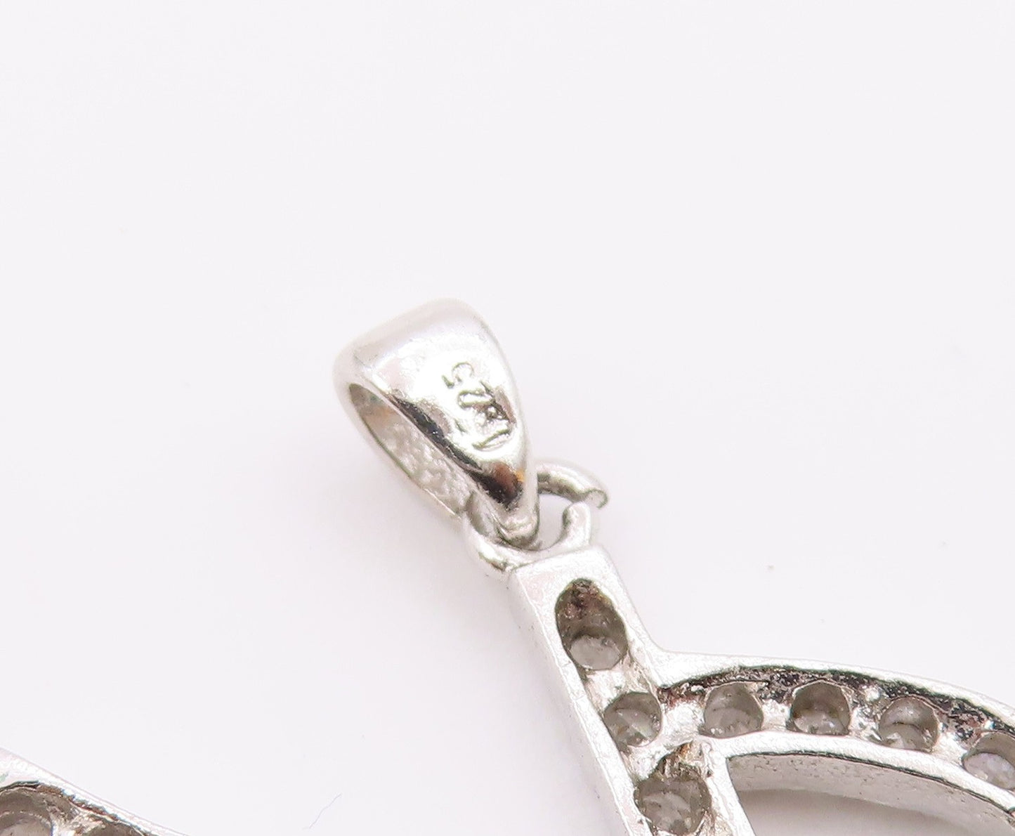 925 Sterling Silver  Vintage Cubic Zirconia K Initial Drop Pendant  PT16945