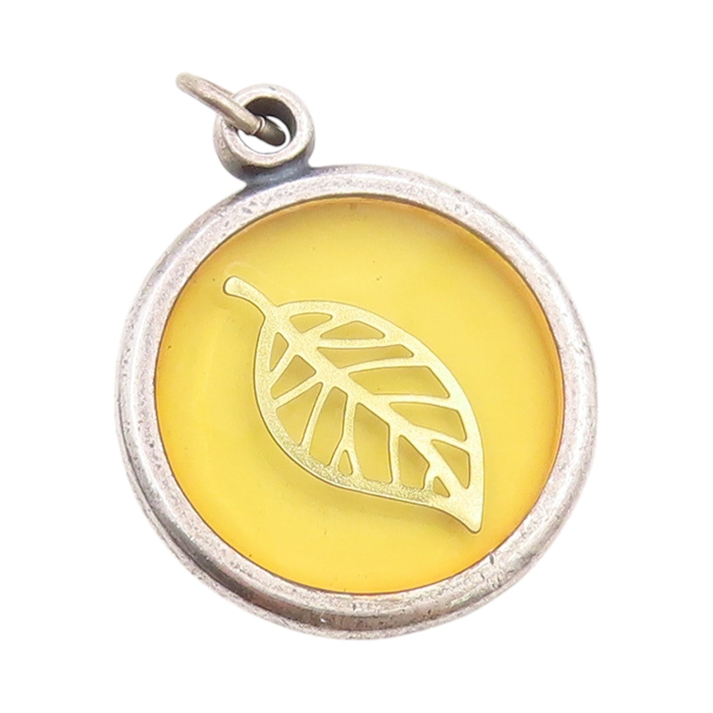 925 Sterling Silver Vintage Pendant Modernist Caged Leaf Design  PT24579