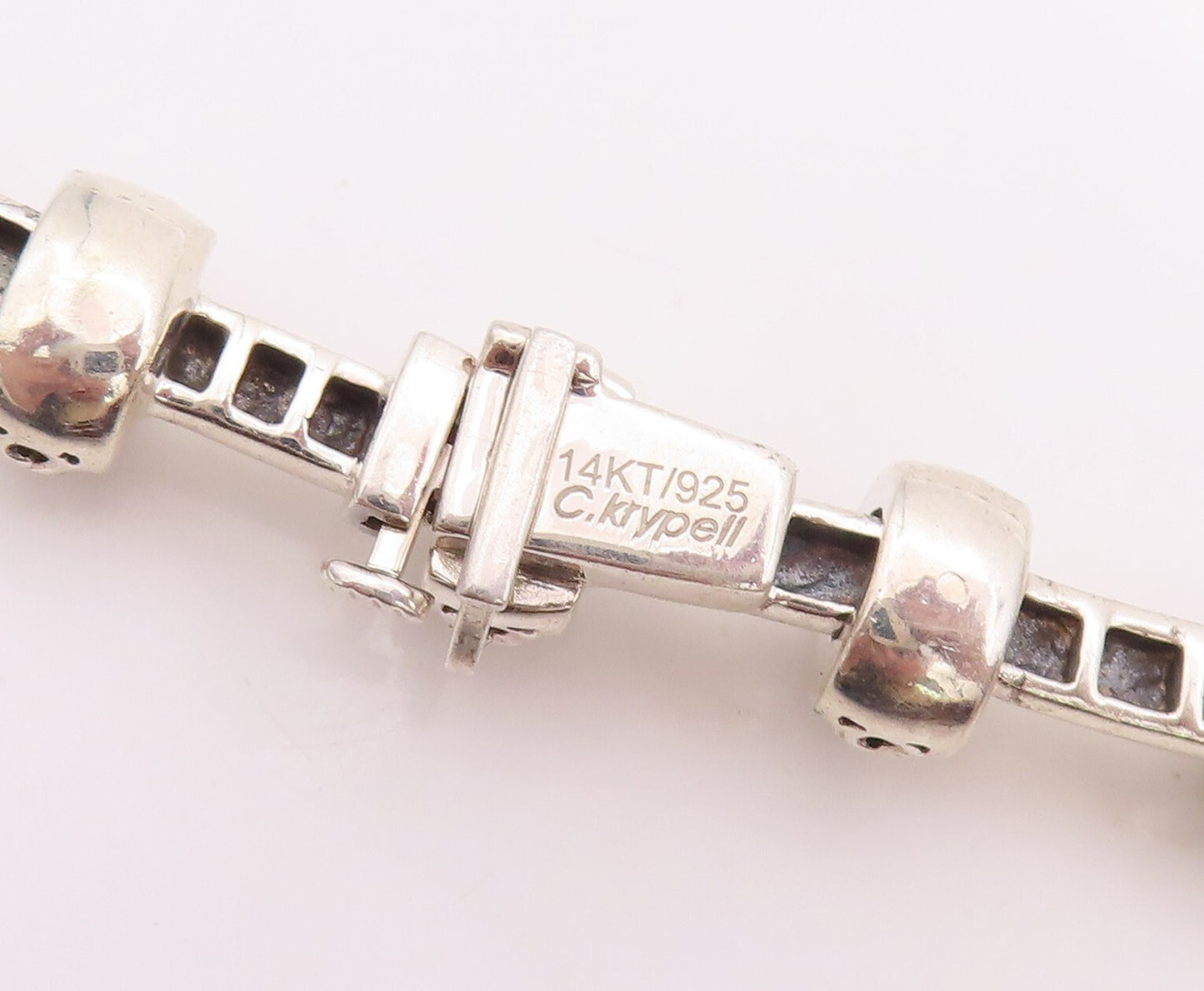 14k Gold 925 Sterling Silver Vintage Necklace KRYPELL Swirly Carved Bead  NE4352
