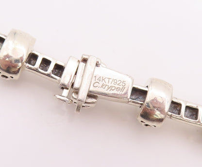 14k Gold 925 Sterling Silver Vintage Necklace KRYPELL Swirly Carved Bead  NE4352