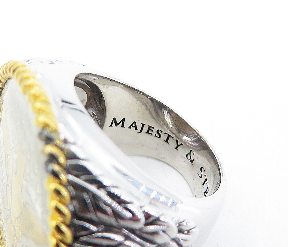 925 Sterling Silver Two Tone U.S Quarter Coin Cocktail Ring Sz 8.5 RG5933